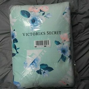 PINK Blue Floral Sherpa Blanket